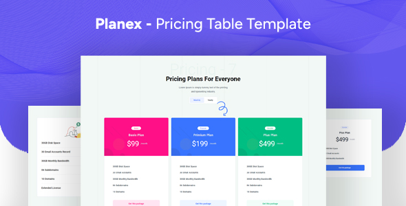 Planex - Pricing Tailwindcss Template - CodeCanyon Item for Sale