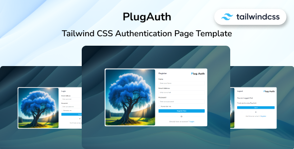 PlugAuth - Tailwind CSS 3 Authentication Page Template - CodeCanyon Item for Sale