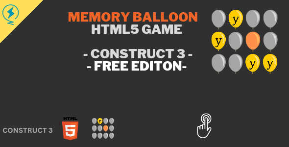 MEMORY BALLOONS - HTML5 GAME - CONSTRUCT 3 - FREE EDITION - CodeCanyon Item for Sale