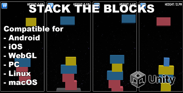 Stack The Blocks - Unity One Tap Game (Android, iOS, WebGL, HTML, PC) - CodeCanyon Item for Sale