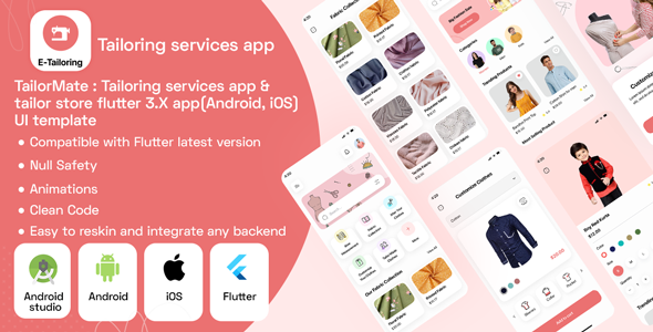 TailorMate : Tailoring services app & Tailor Store flutter 3.X app(Android, iOS) UI template - CodeCanyon Item for Sale