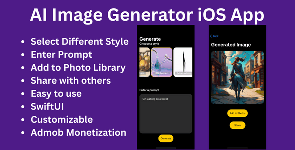AI Image Generator iOS App - CodeCanyon Item for Sale