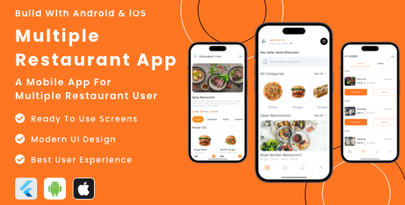 Multiple Restaurant User App - Flutter Mobile App Template - CodeCanyon Item for Sale