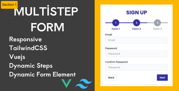 Multistep Form Vuejs Tailwind CSS - CodeCanyon Item for Sale