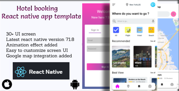 Hotel booking React native app template - CodeCanyon Item for Sale