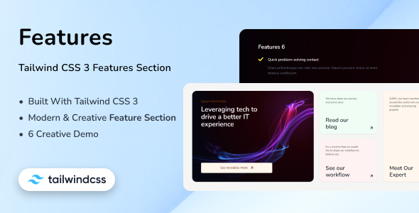 Feature - Tailwind CSS 3 Features Section Template - CodeCanyon Item for Sale