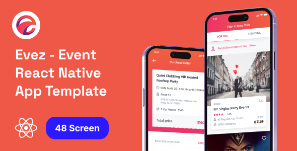Evez - Event React Native CLI App Template - CodeCanyon Item for Sale