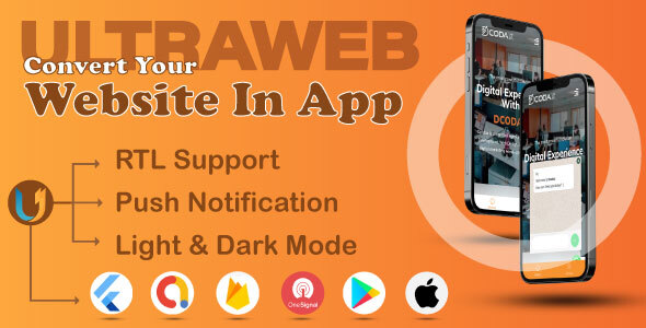 Ultra Web to App - Convert Website into App with Flutter | Web View App | Website to mobile app - CodeCanyon Item for Sale