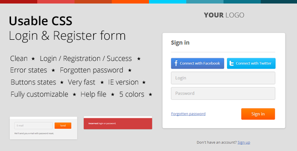 Usable CSS Login & Register Form - CodeCanyon Item for Sale