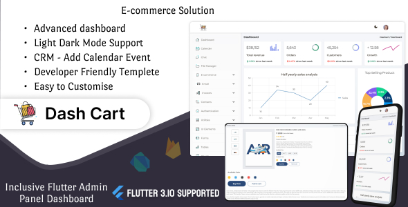Dashcart – Your All-Inclusive Flutter Admin Panel Dashboard Solution - CodeCanyon Item for Sale