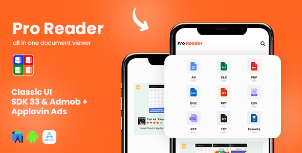 Pro Reader - All Documents Reader - Android App - with Applovin + Admob Ads - CodeCanyon Item for Sale