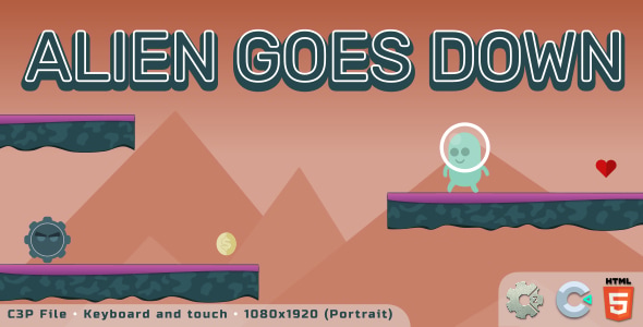 Alien Goes Down - HTML5 Skill Game - CodeCanyon Item for Sale