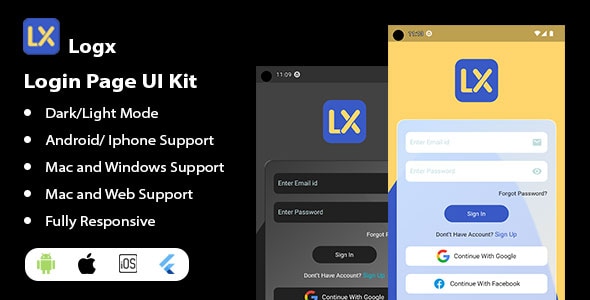 Logx – Flutter Login UI kit - CodeCanyon Item for Sale