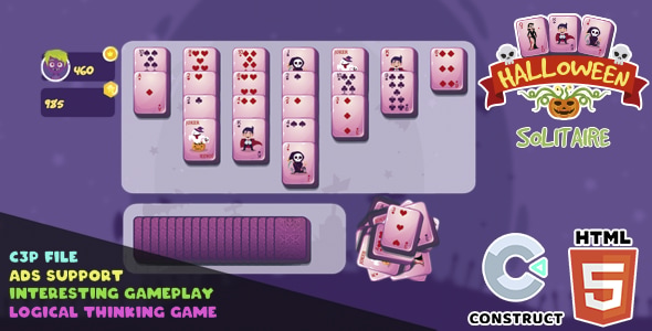 Halloween Solitaire - HTML5 Game - Construct 3 - CodeCanyon Item for Sale