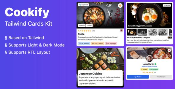 Cookify - Tailwind Cards Kit - CodeCanyon Item for Sale