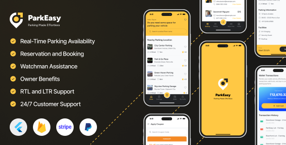 ParkEasy | Flutter Complete Parking App | Parking spot Booking App with complete Soultion - CodeCanyon Item for Sale
