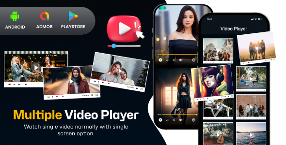 Multi Screen Video Player - Multi Screen View Player - Admob - Android App - CodeCanyon Item for Sale