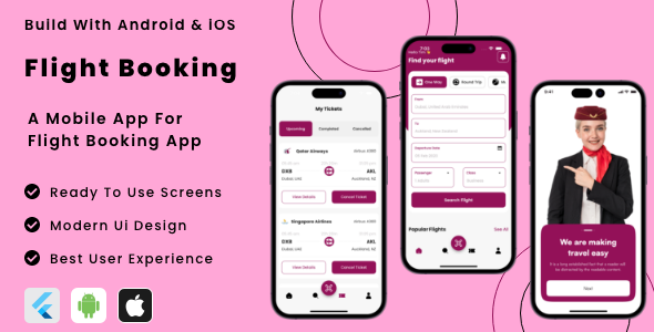 flybook -Flight Booking | Hotel Booking | Ticket Booking Flutter App | Android | iOS Mobile Template - CodeCanyon Item for Sale