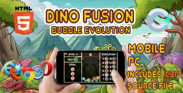 Dino Fusion Bubble Evolution - HTML5 Game (With Construct 3 Source-code .c3p) - CodeCanyon Item for Sale