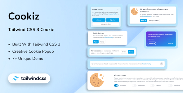 Tailwind CSS 3 Cookie - Cookiz - CodeCanyon Item for Sale