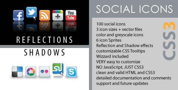 Social Icons - CSS3 Reflections & Shadows - CodeCanyon Item for Sale
