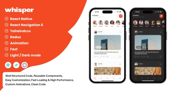 Whisper - Blog Template for React Native - CodeCanyon Item for Sale