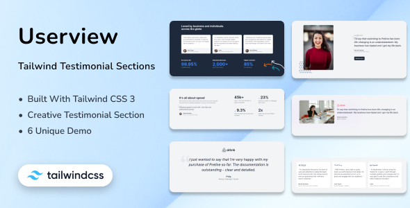 Tailwind CSS 3 Testimonial Section - Userview - CodeCanyon Item for Sale