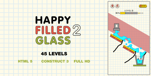 Happy Filled Glass 2 - HTML5 Game (Construct3) - CodeCanyon Item for Sale