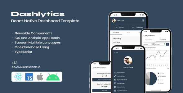 Dashlytics - React Native Minimalist Dashboard - CodeCanyon Item for Sale