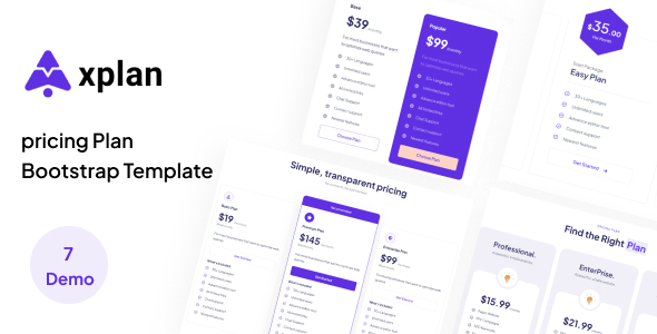 Xplan - Pricing Table Bootstrap 5 HTML Template - CodeCanyon Item for Sale