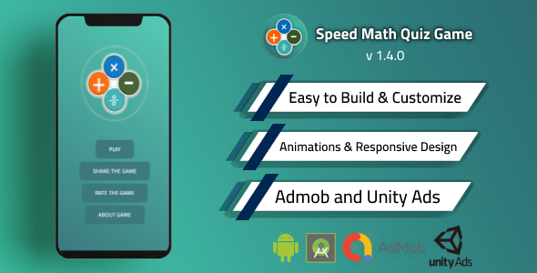 Fast Math Quiz Game Source Code with Admob and Unity - CodeCanyon Item for Sale