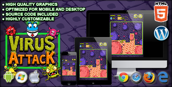 Virus Attack - HTML5 Arcade Game - CodeCanyon Item for Sale