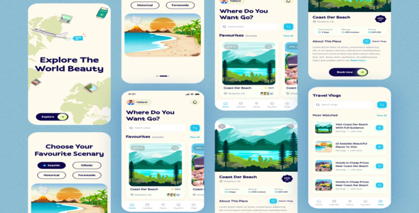 Booking travel Application Flutter | Flutter UI | UI Template - CodeCanyon Item for Sale