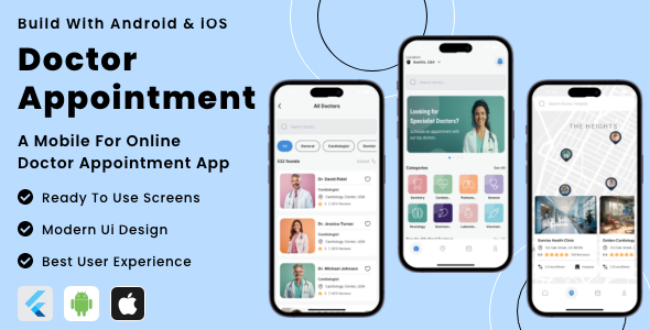 DocAppoint App - Online Doctor Appointment Flutter App | Android | iOS Mobile App Template - CodeCanyon Item for Sale