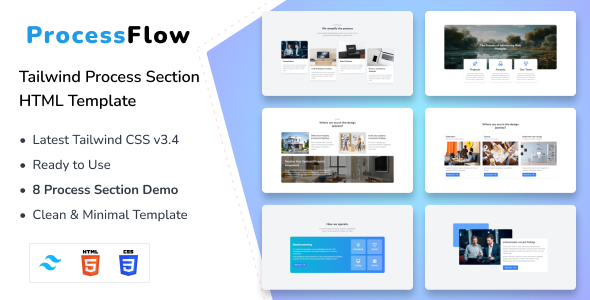 ProcessFlow – Tailwind CSS Process HTML Template by Techzaa | CodeCanyon