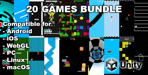20 Unity Games For Beginners - easy to reskin - CodeCanyon Item for Sale