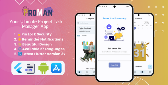 ProMan - Your Ultimate Project Task Manager App | Android & iOS - CodeCanyon Item for Sale