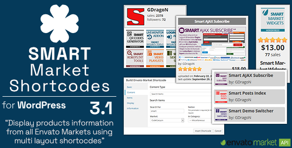 Smart Market Shortcodes - Plugin for WordPress and Envato Market - CodeCanyon Item for Sale