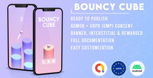 Bouncy Cube (Admob + GDPR + Unity) - CodeCanyon Item for Sale