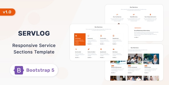 Servlog - Bootstrap 5 Service & Features Section Template - CodeCanyon Item for Sale