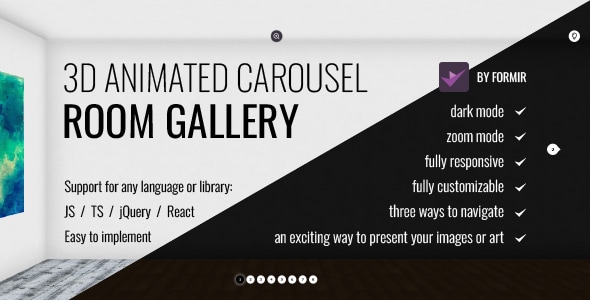 Room Gallery: 3D Animated Image Carousel for Your Art – Super Easy to Implement (jQuery/React/TS) - CodeCanyon Item for Sale