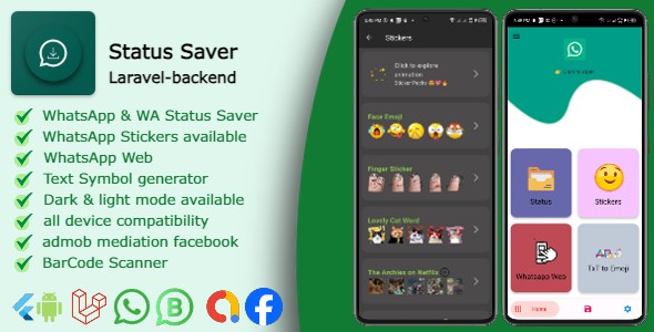 Status Saver & Stickers & QR Scanner - Flutter (Android) - CodeCanyon Item for Sale