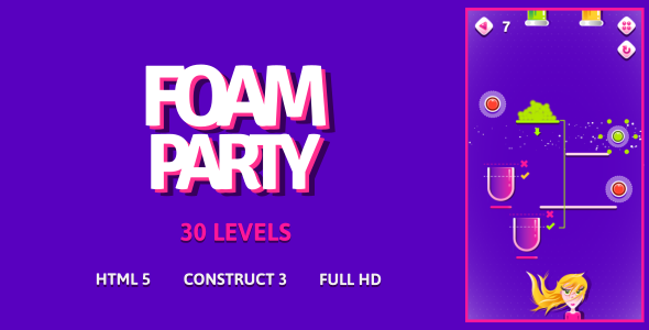 Foam Party - HTML5 Game (Construct3) - CodeCanyon Item for Sale