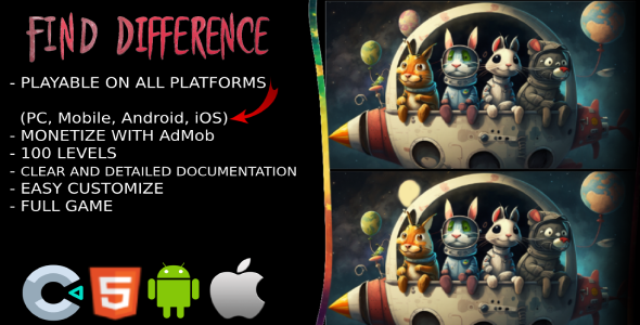 Find Difference - Game HTML5 - Construct 3 - CodeCanyon Item for Sale