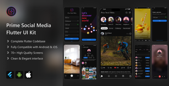 Prime Social Media Flutter App UI Kit - CodeCanyon Item for Sale