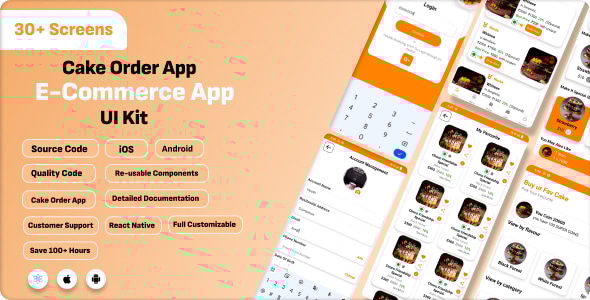 E-commerce App | Cake Order App | React Native | Any Queries Chat me | UI Kit - CodeCanyon Item for Sale