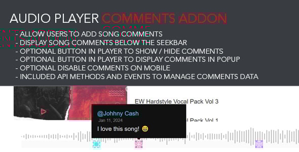 Audio Player javascript Comments AddOn - CodeCanyon Item for Sale