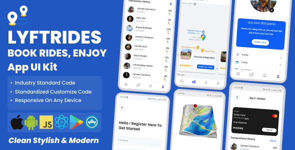 Lyft - Ride Booking App React Native CLI Ui Kit - CodeCanyon Item for Sale