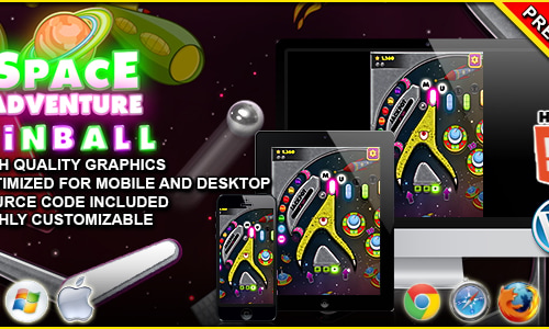 Pinball Space Adventure - HTML5 Arcade Game by codethislab | CodeCanyon