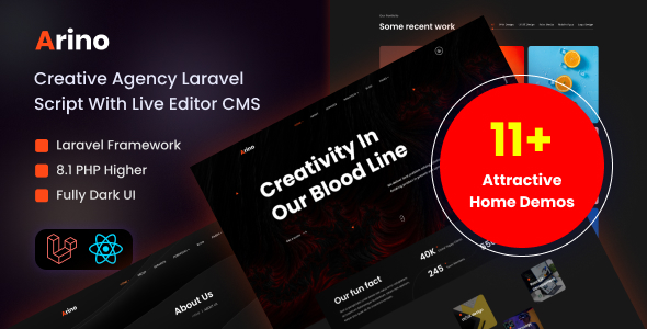 Arino - Creative Agency Laravel Script With Live Editor CMS - CodeCanyon Item for Sale